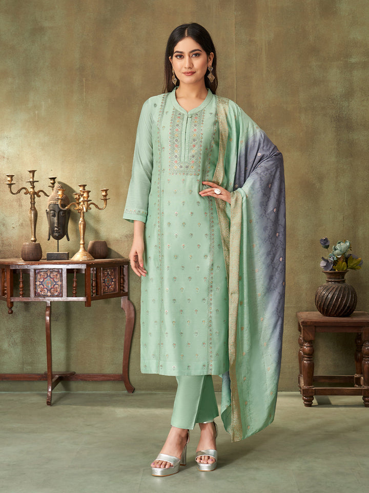 Mint Green Chanderi Suit Set