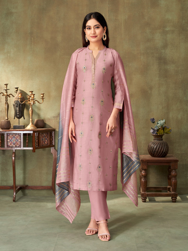 Pink Chanderi Suit Set