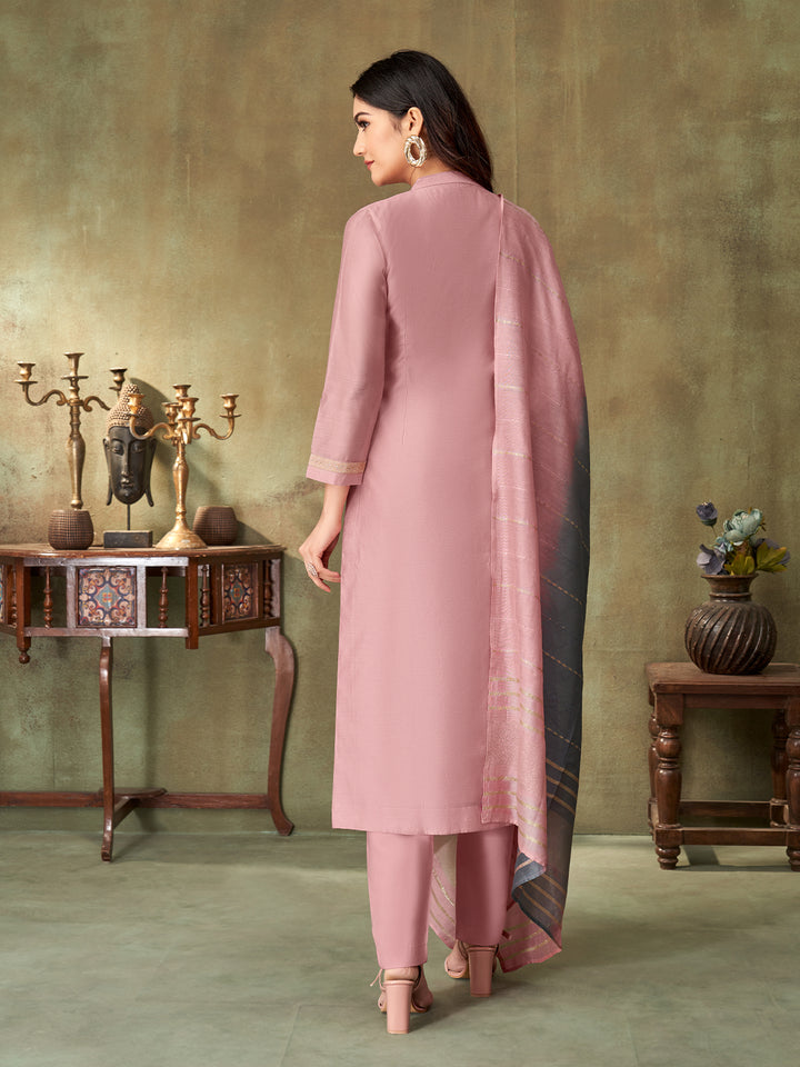 Pink Chanderi Suit Set
