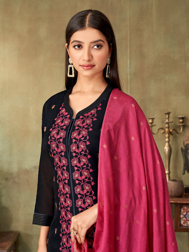 Black Chanderi Suit Set