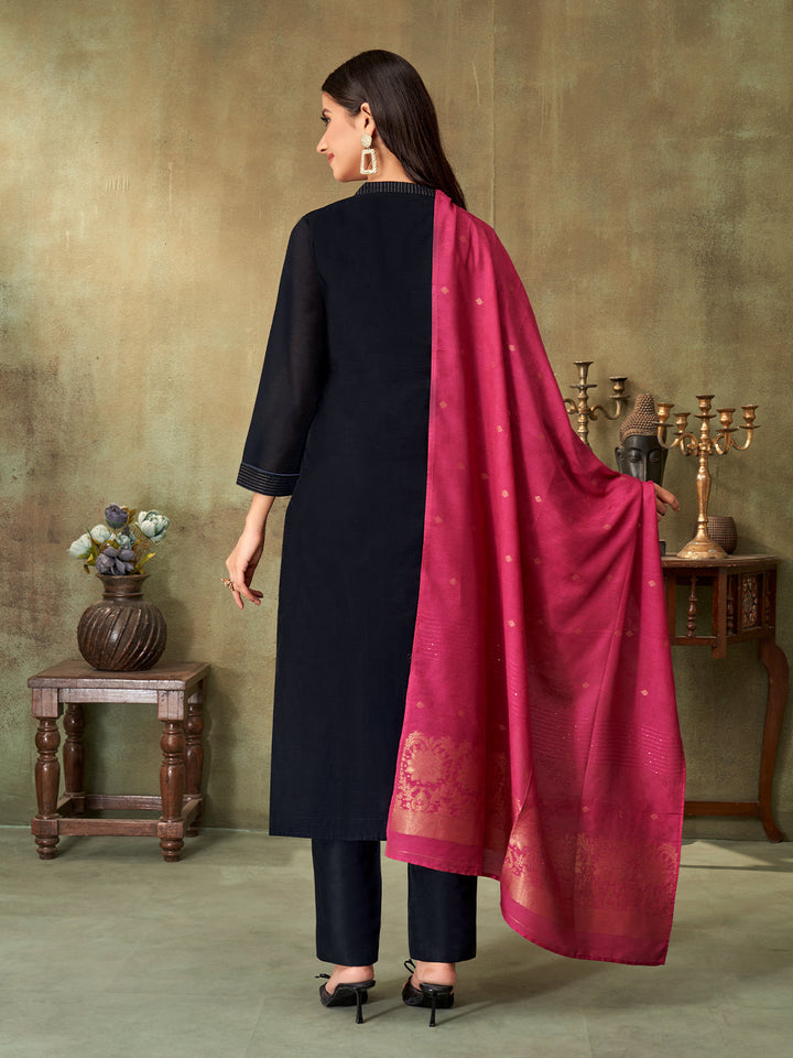 Black Chanderi Suit Set