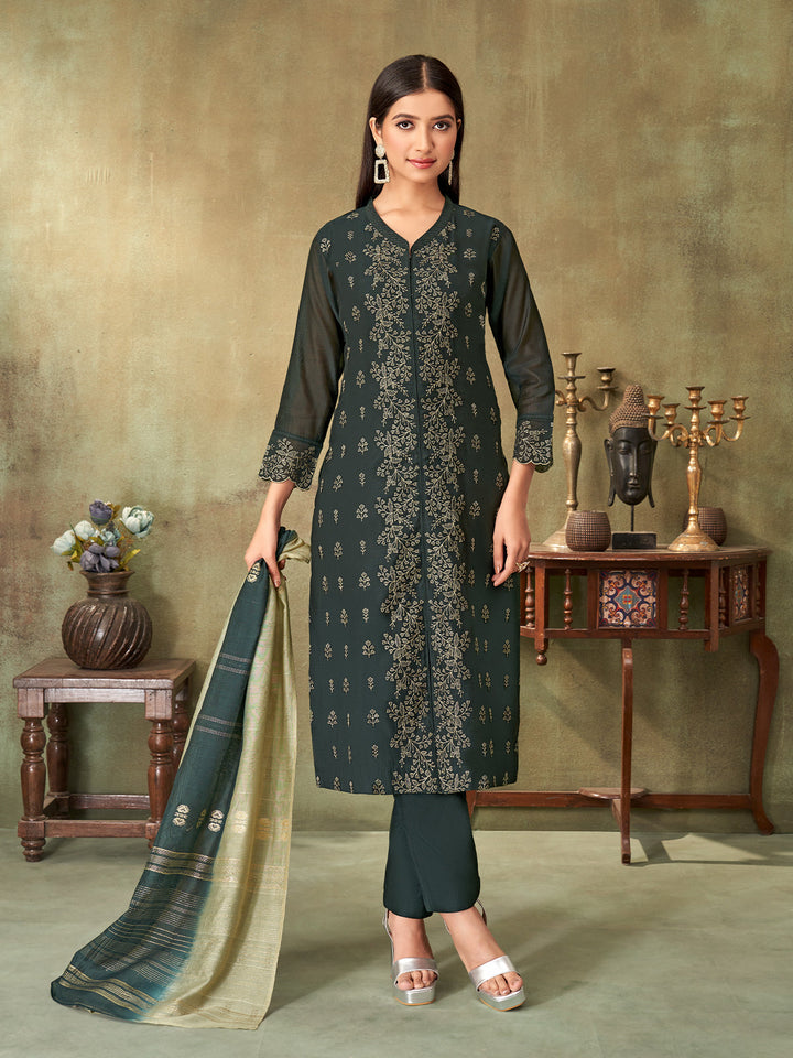 Grey Chanderi Suit Set