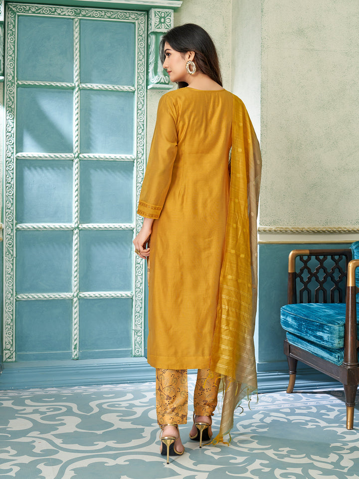 Mustard Yellow Chanderi Suit Set
