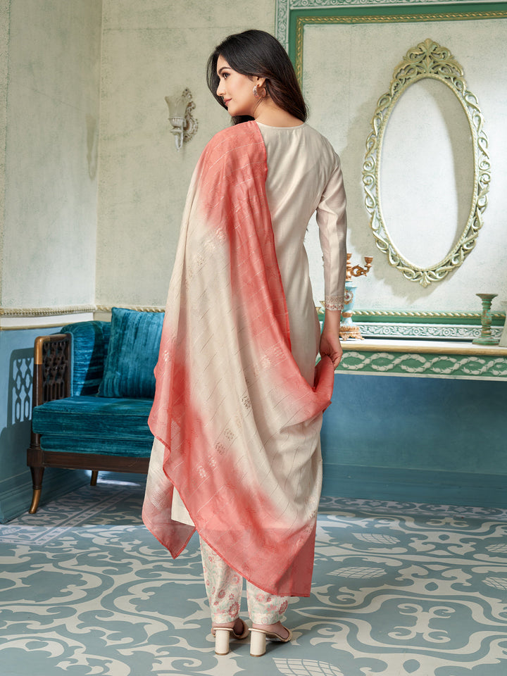 Ivory Chanderi Suit Set