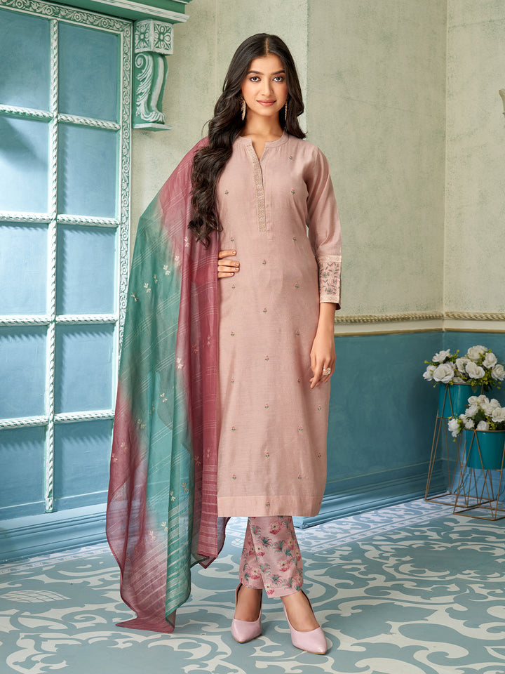Blush Pink Chanderi Suit Set
