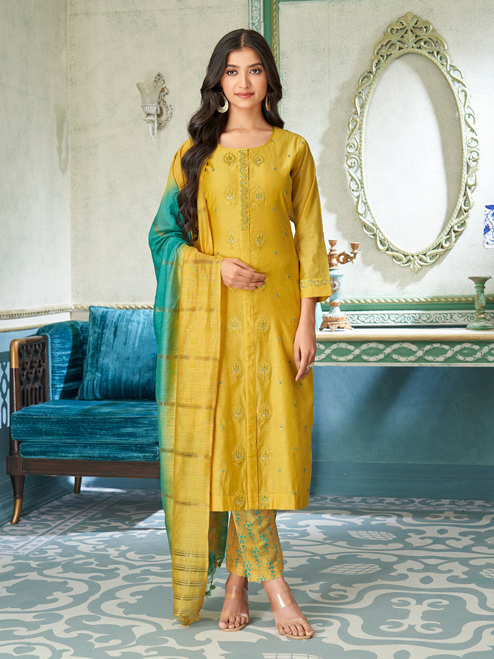 Golden Yellow Chanderi Suit Set