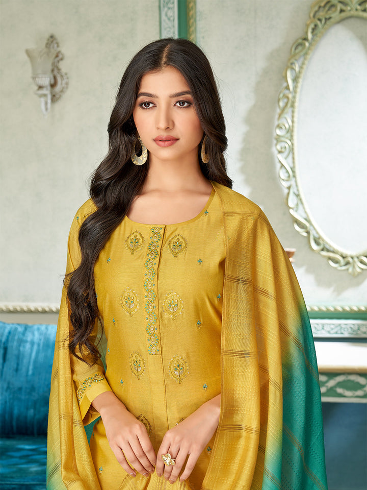 Golden Yellow Chanderi Suit Set