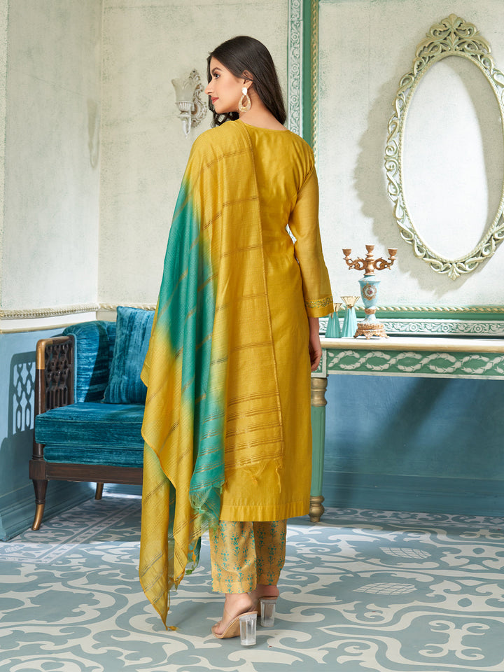 Golden Yellow Chanderi Suit Set