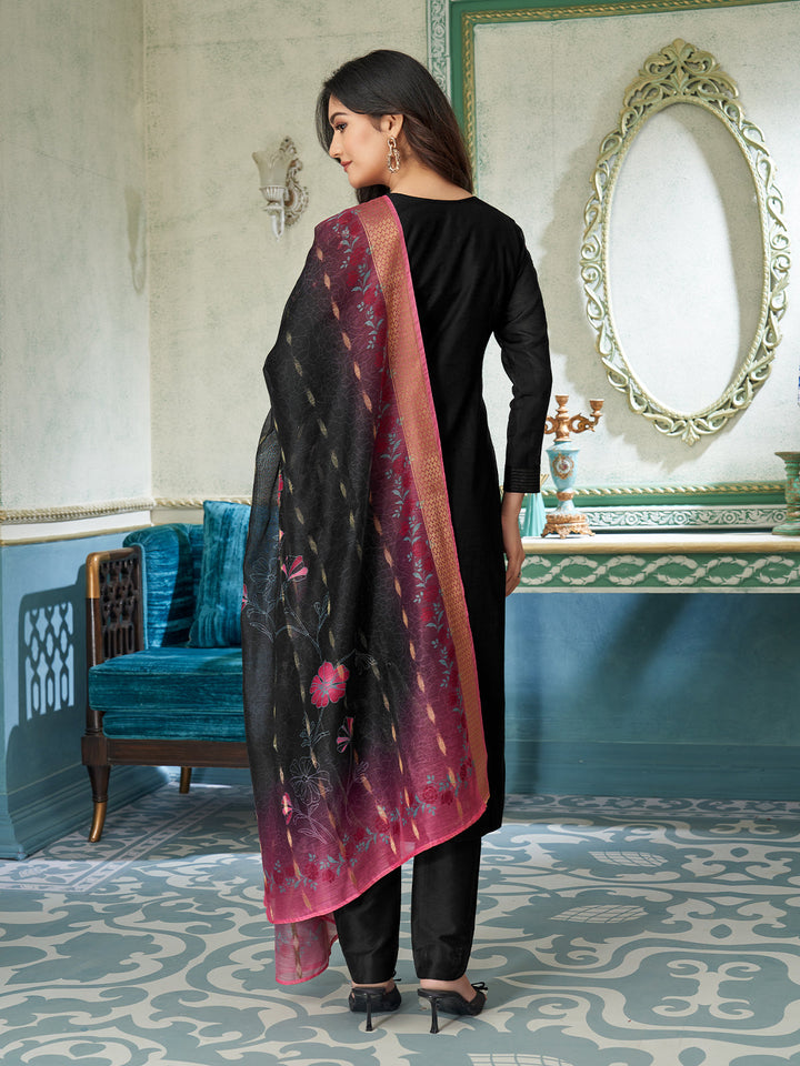 Black Chanderi Suit Set
