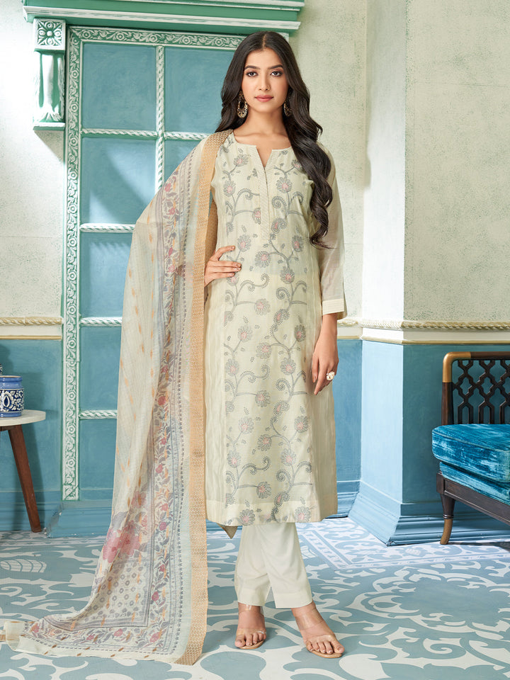 Soft Ivory Chanderi Suit Set