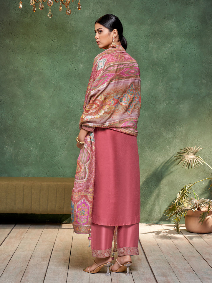 Rosewood Semi Silk Suit Set