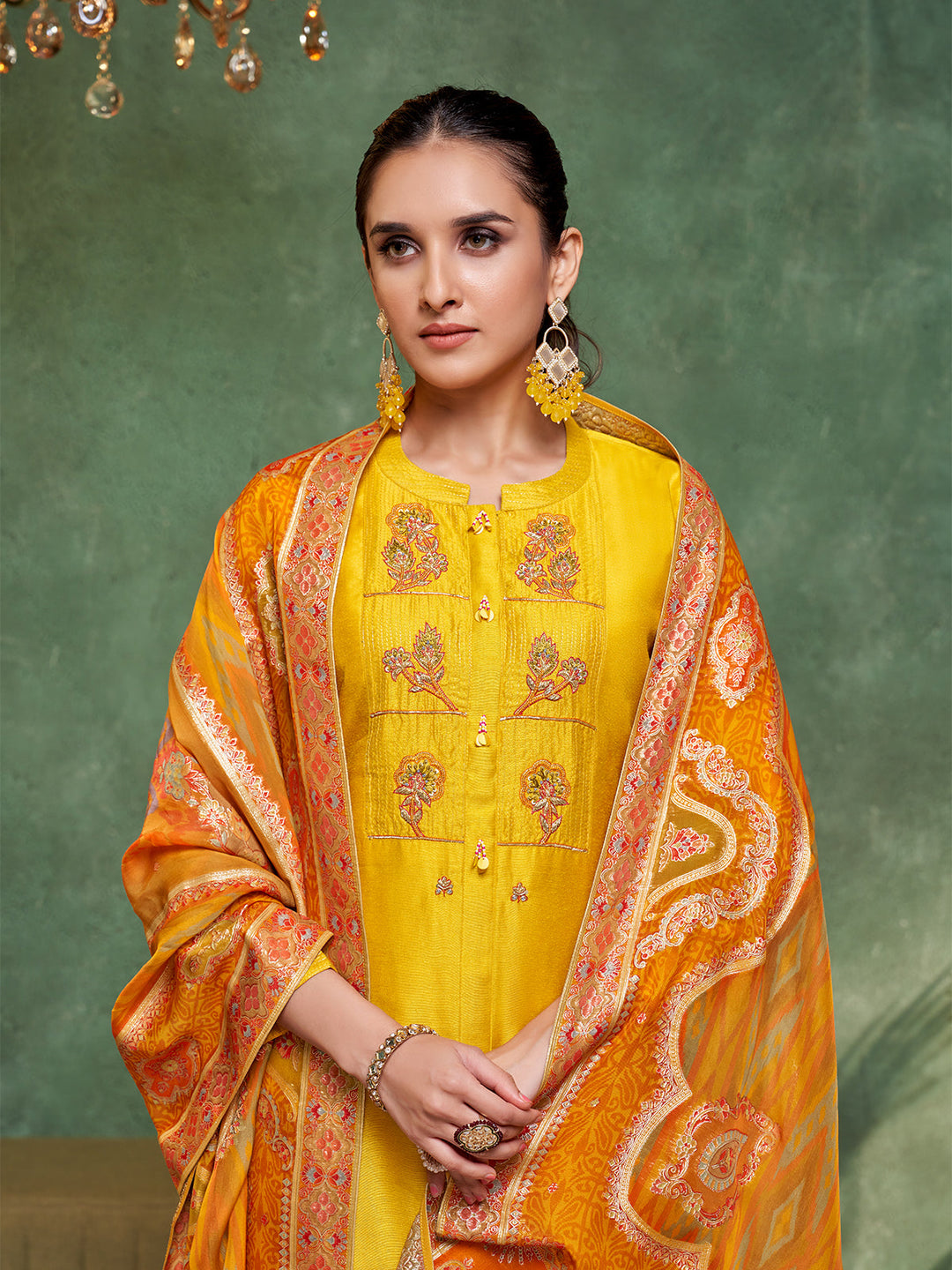 Yellow Semi Silk Suit Set