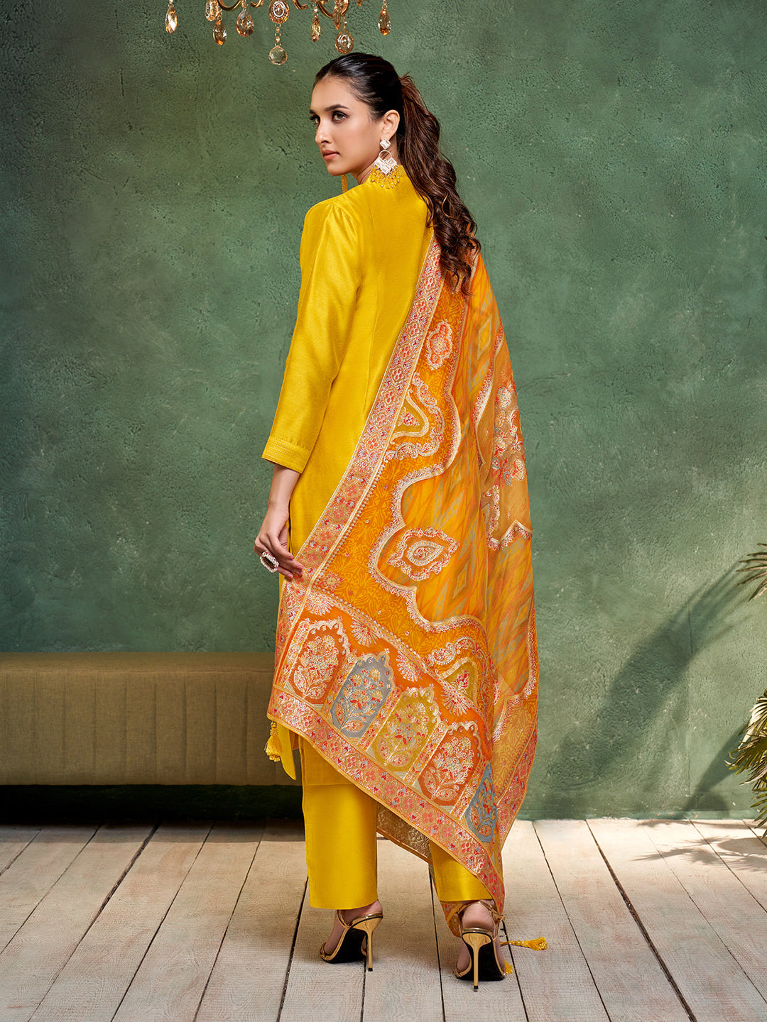 Yellow Semi Silk Suit Set
