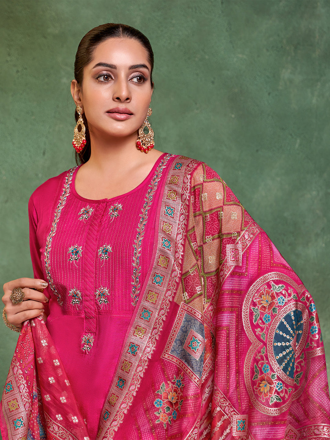 Pink Semi Silk Suit Set