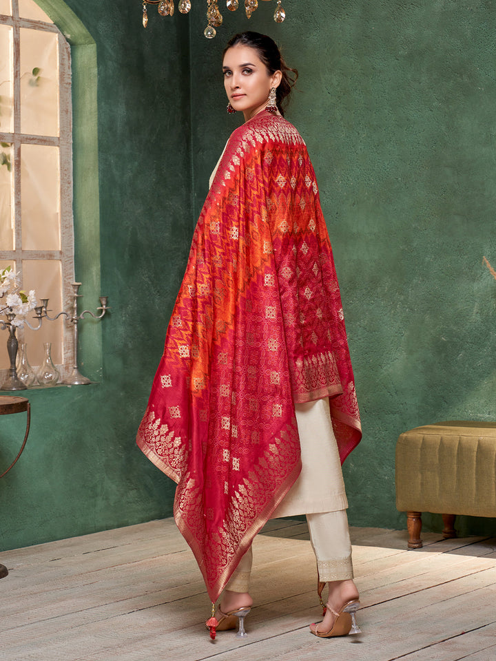 Cream Semi-Silk Suit Set