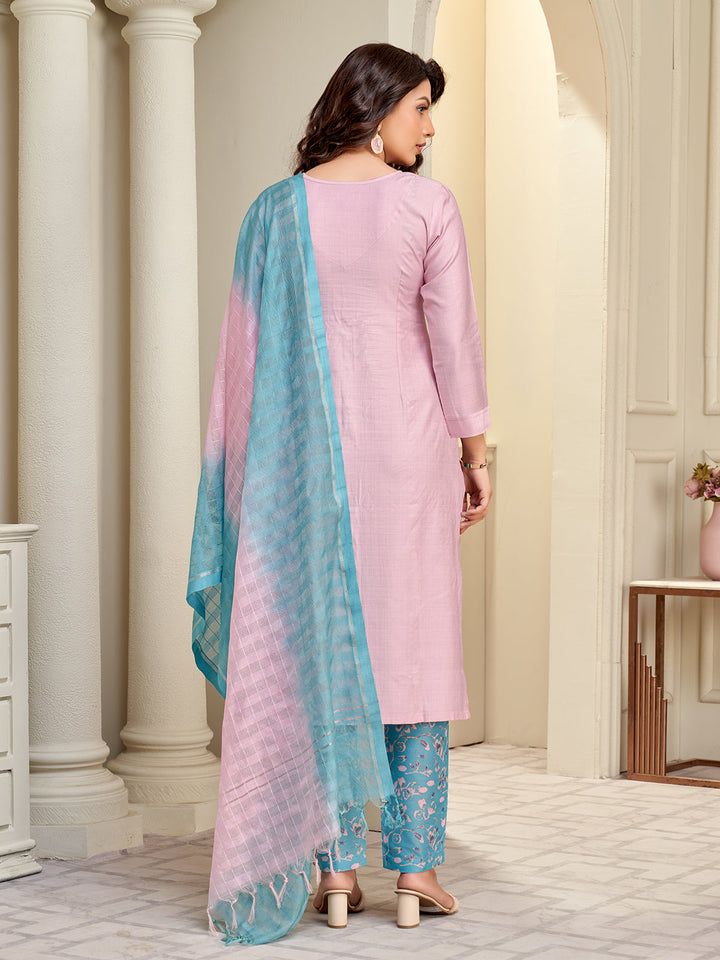 Light Pink Embroidered Suit Set