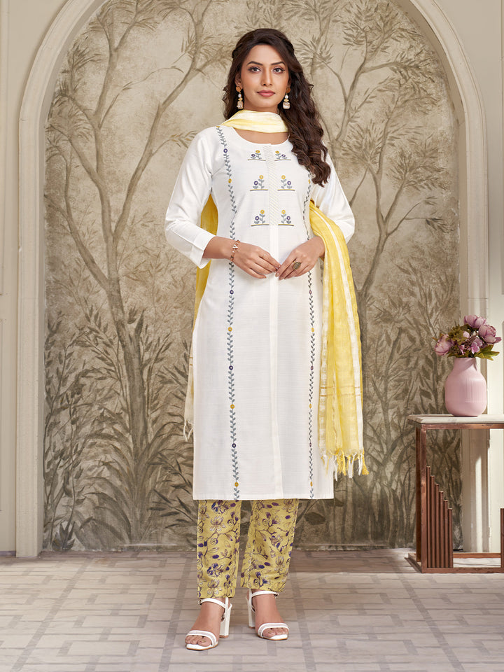 White Embroidered Suit Set