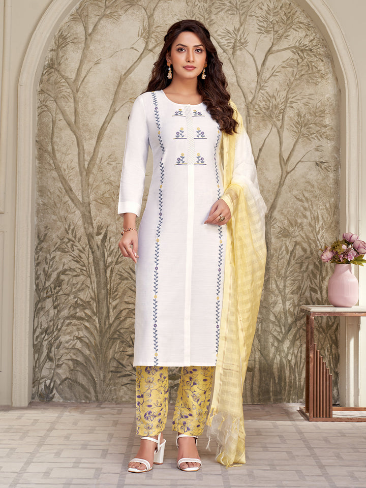 White Embroidered Suit Set