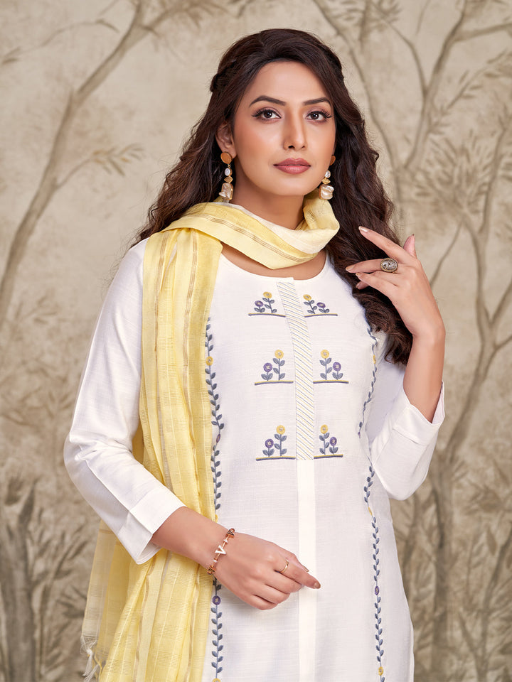 White Embroidered Suit Set