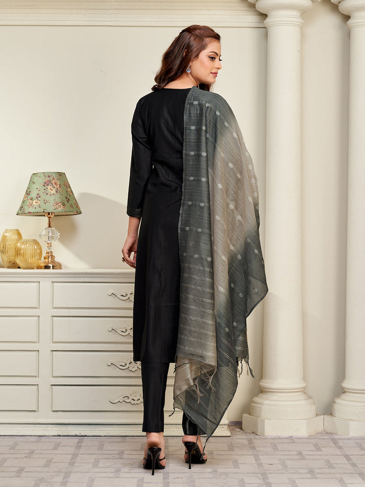 Black Embroidered Suit Set