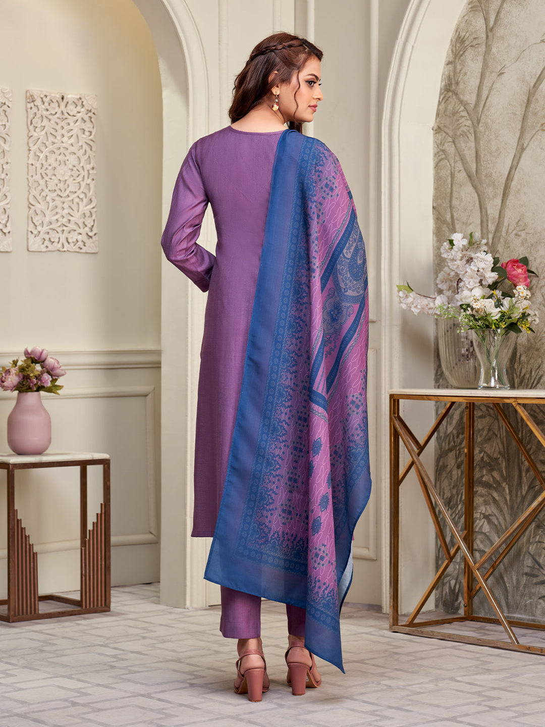Deep Lavender Embroidered Suit Set