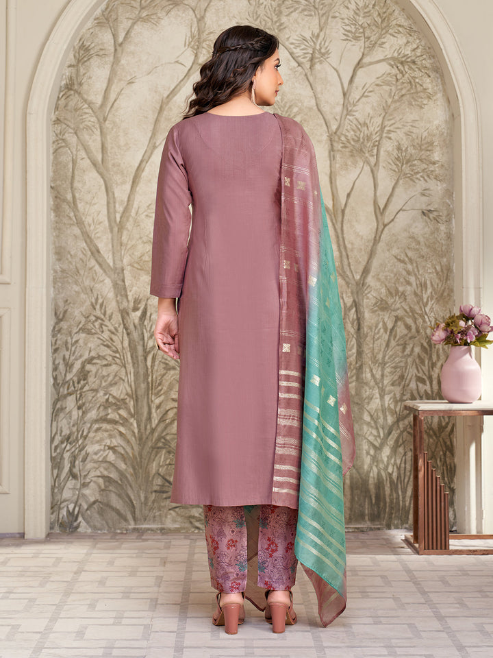 Dusty Pink Embroidered Suit Set