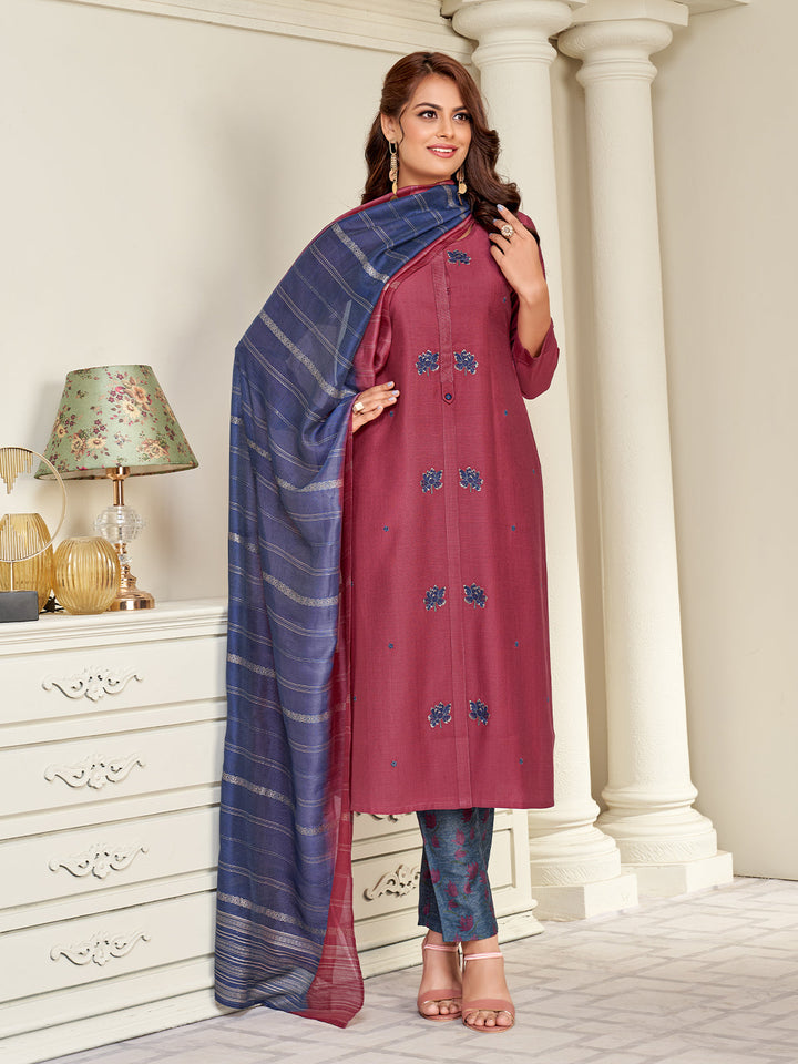 Rust Embroidered Suit Set
