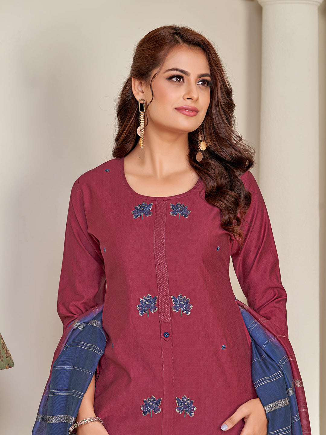 Rust Embroidered Suit Set