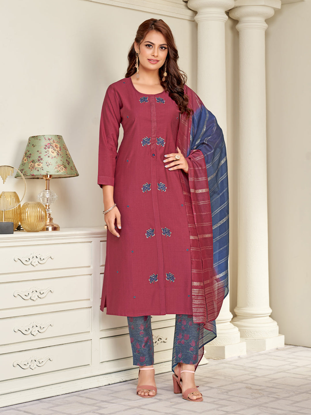 Rust Embroidered Suit Set