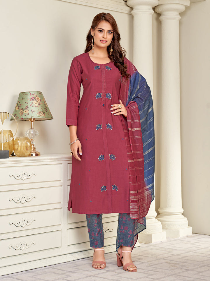 Rust Embroidered Suit Set