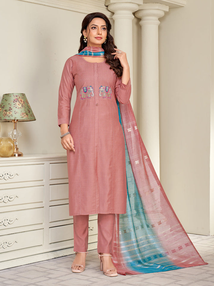 Dusty Pink Embroidered Suit Set
