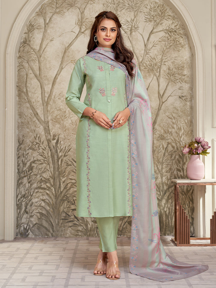 Mint Green Embroidered Suit Set