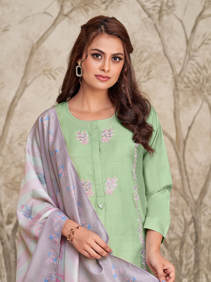 Mint Green Embroidered Suit Set