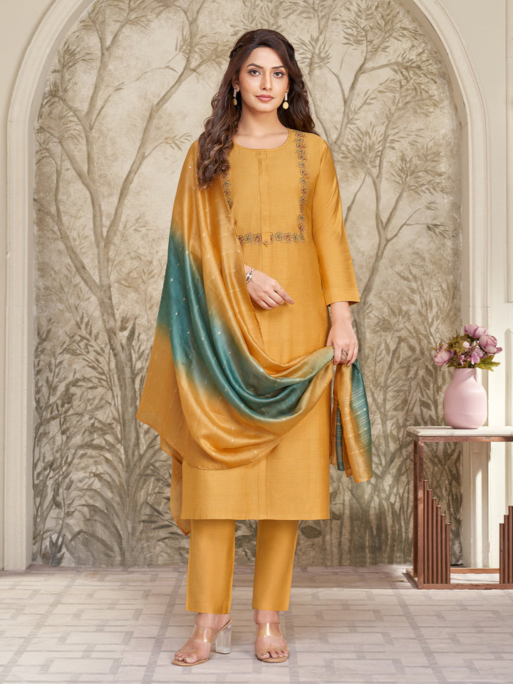 Yellow Embroidered Suit Set