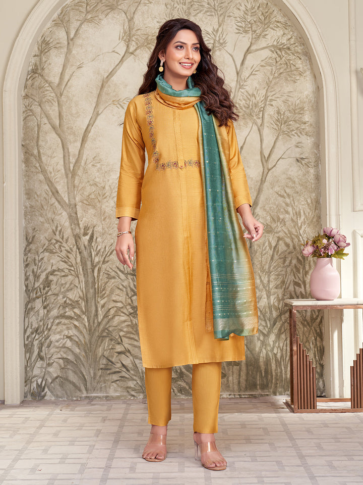 Yellow Embroidered Suit Set