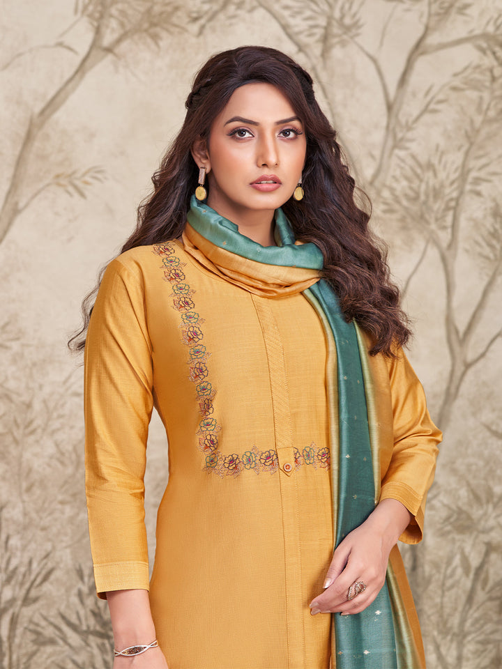 Yellow Embroidered Suit Set