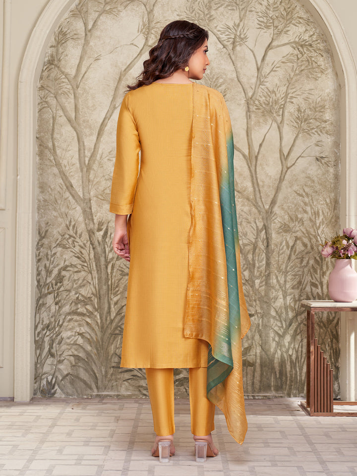 Yellow Embroidered Suit Set