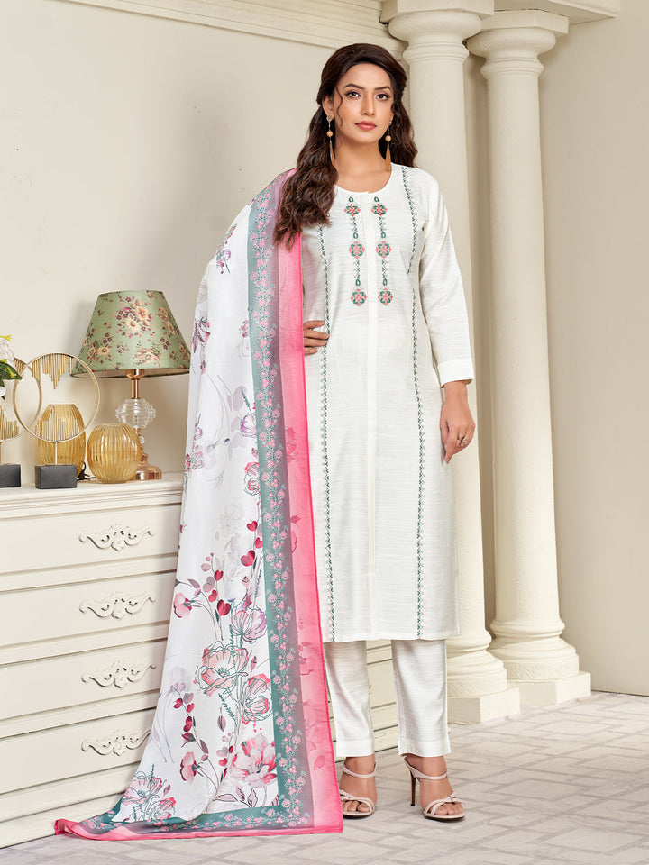 White Embroidered Suit Set