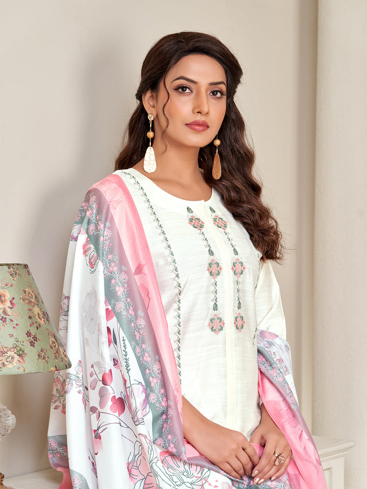White Embroidered Suit Set
