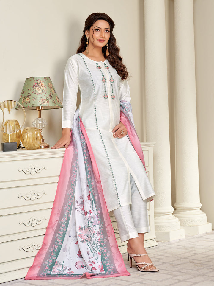 White Embroidered Suit Set