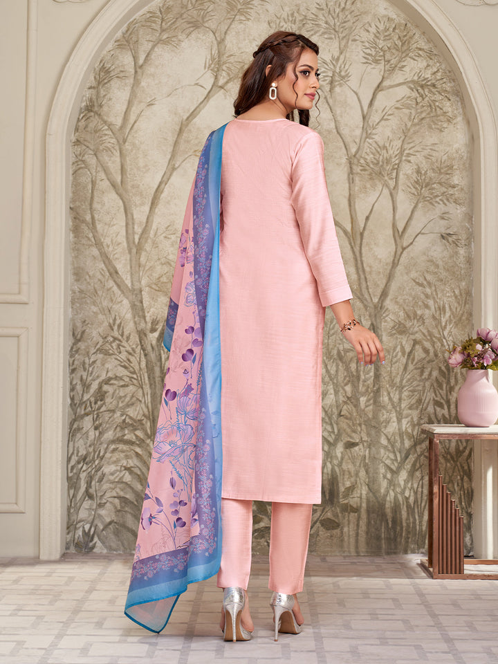 Light Pink Embroidered Suit Set