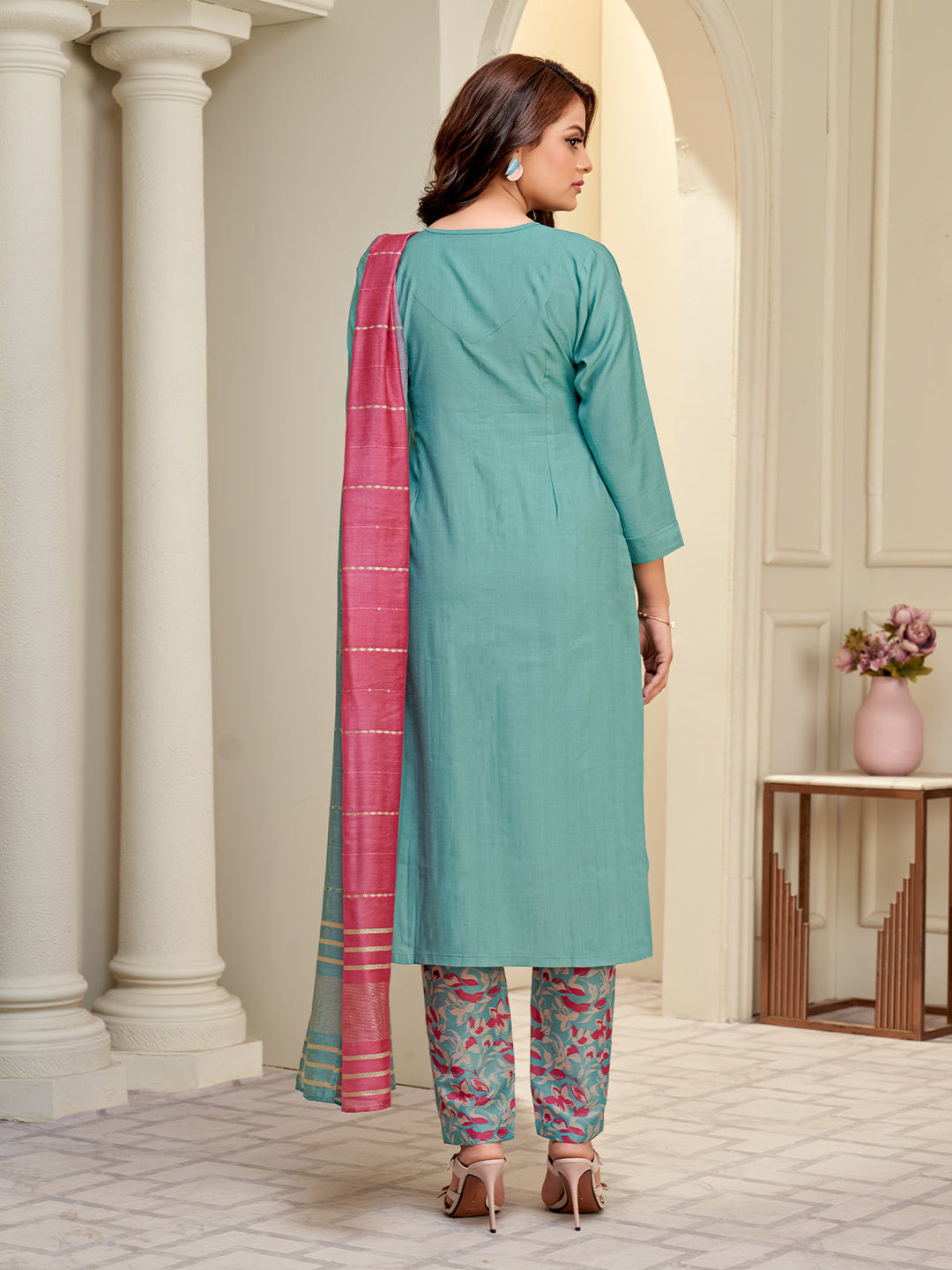 Blue Embroidered Suit Set