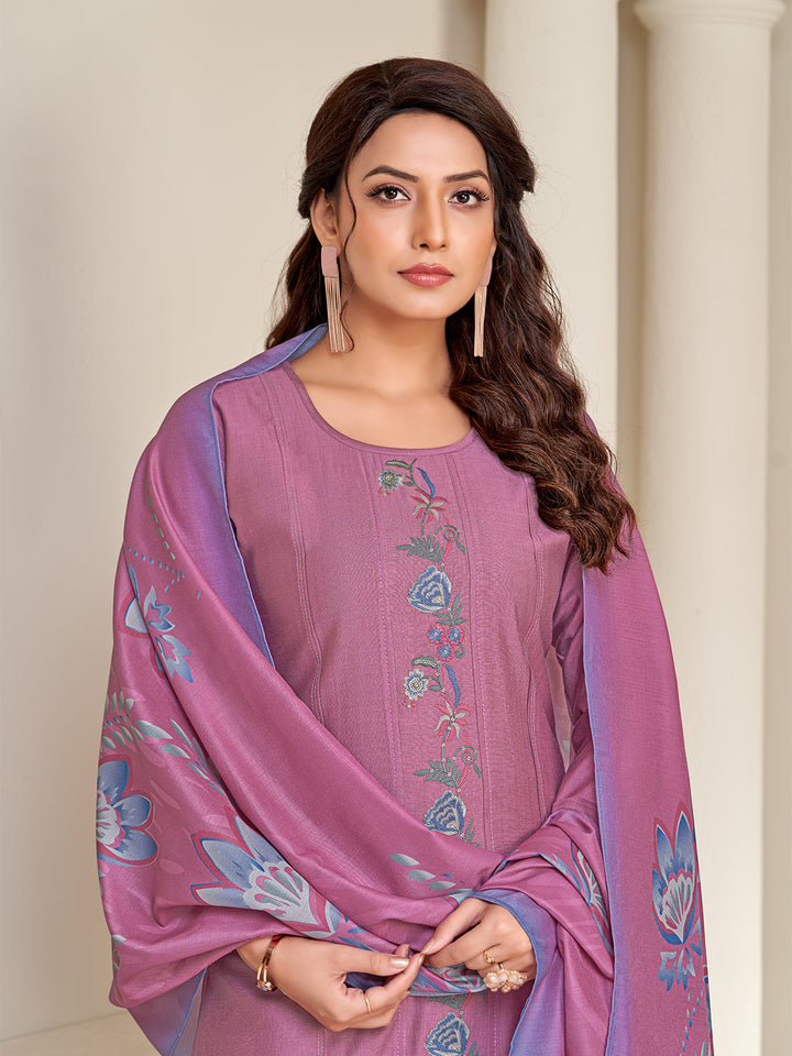 Pink Embroidered Suit Set