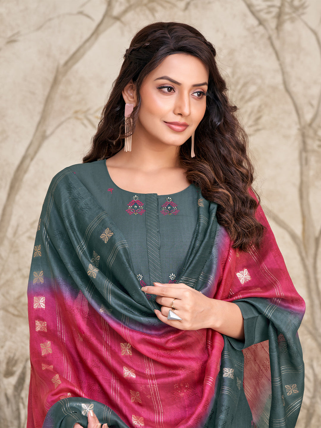 Night Tide Embroidered Suit Set