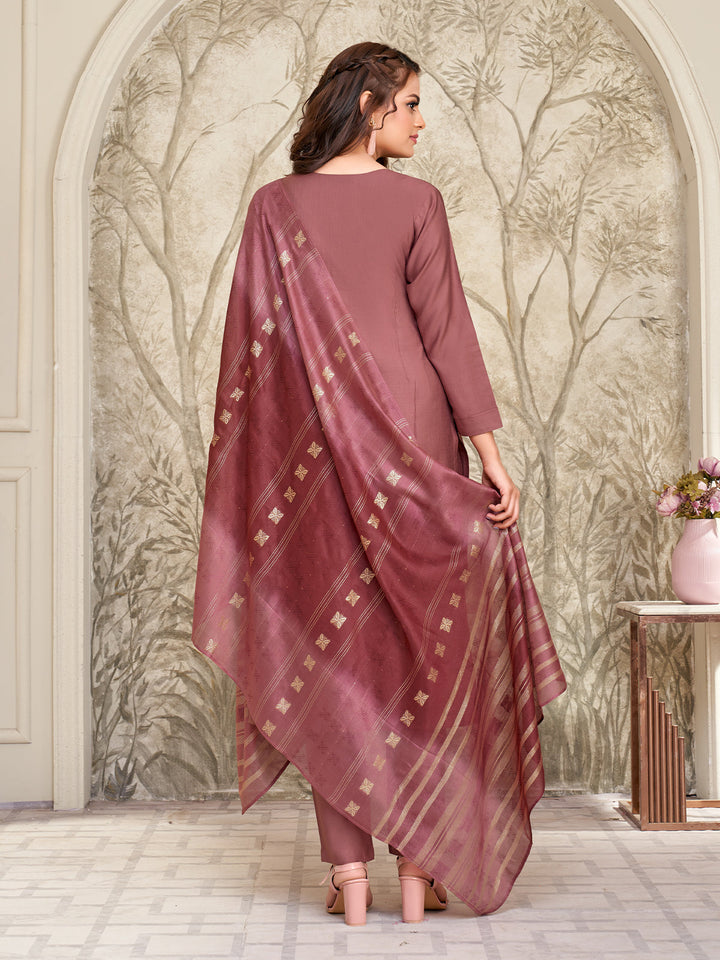 Earthy Rust Embroidered Suit Set