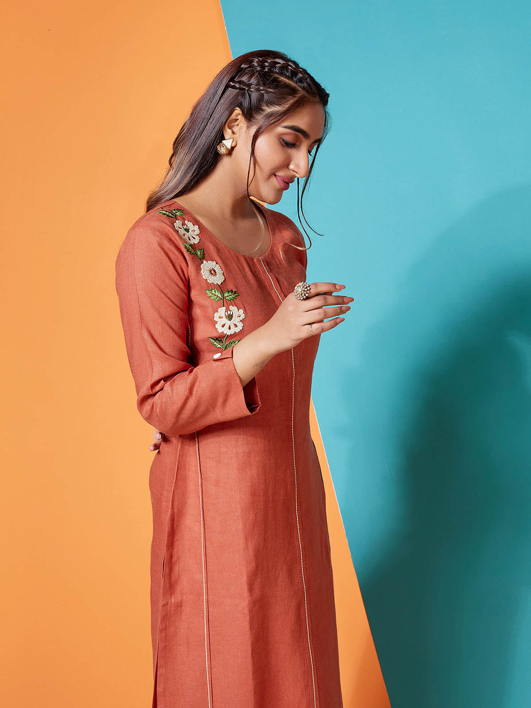 Rust Linen Kurti