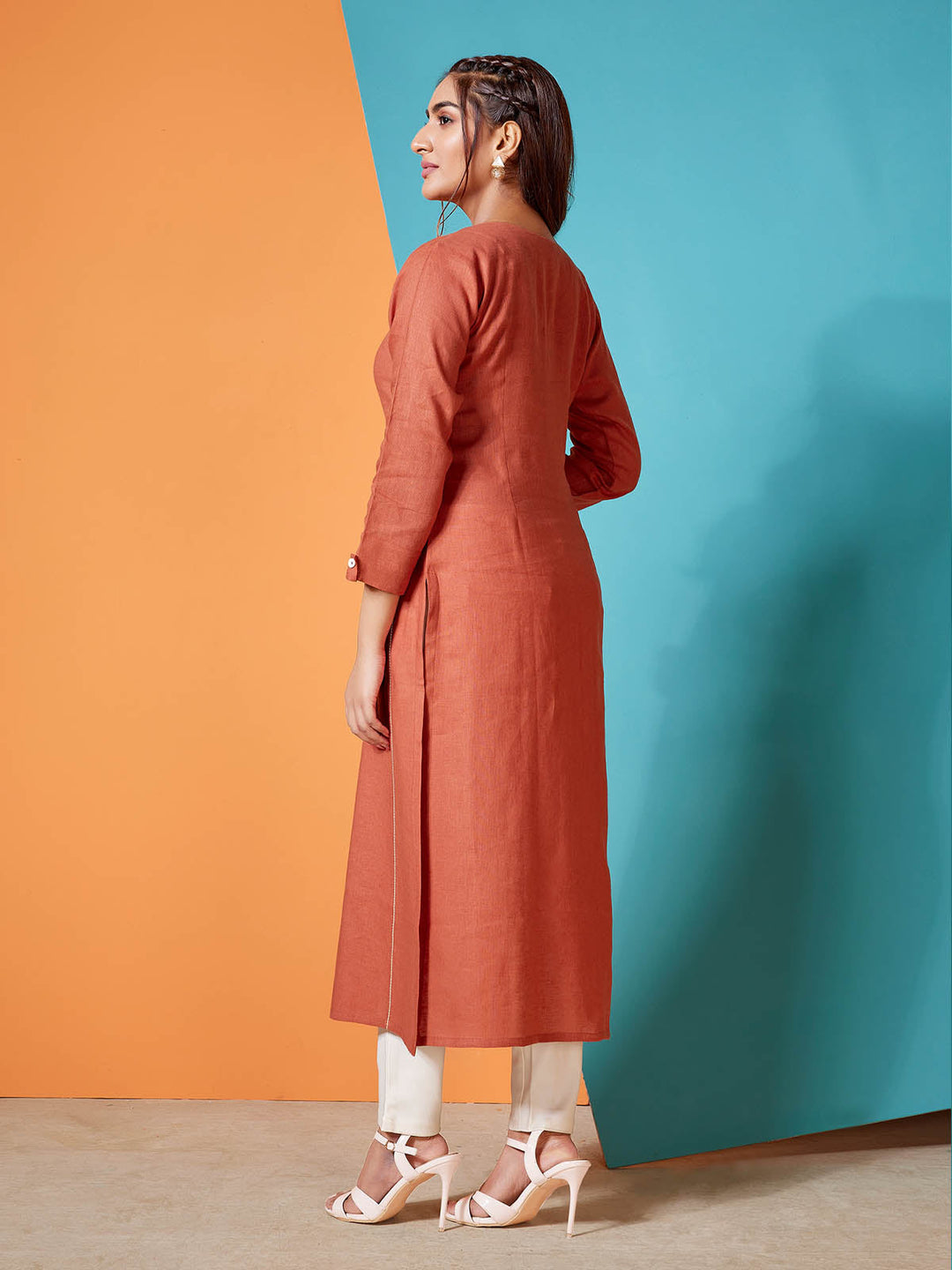 Rust Linen Kurti