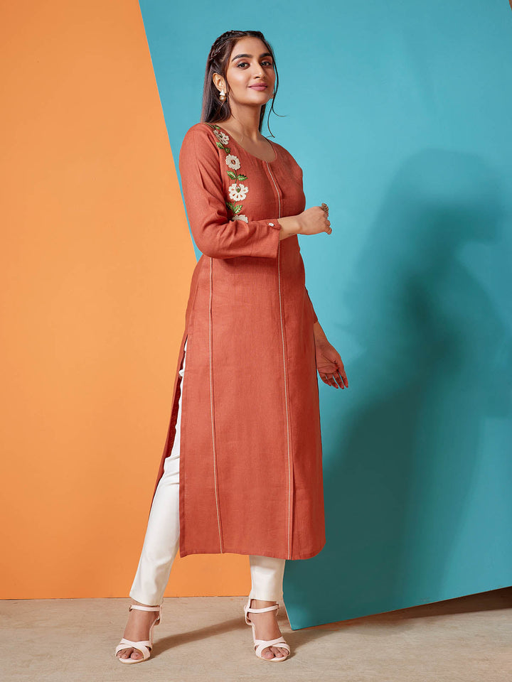 Rust Linen Kurti