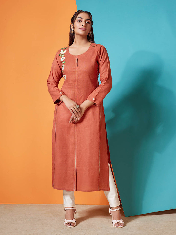 Rust Linen Kurti