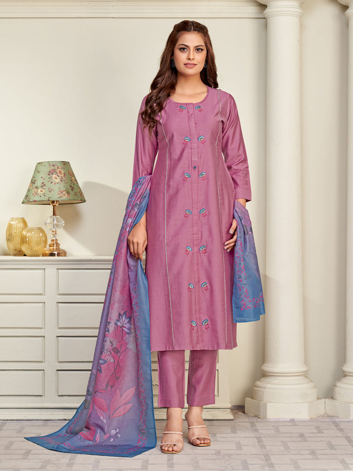 Dusty Rose Embroidered Suit Set